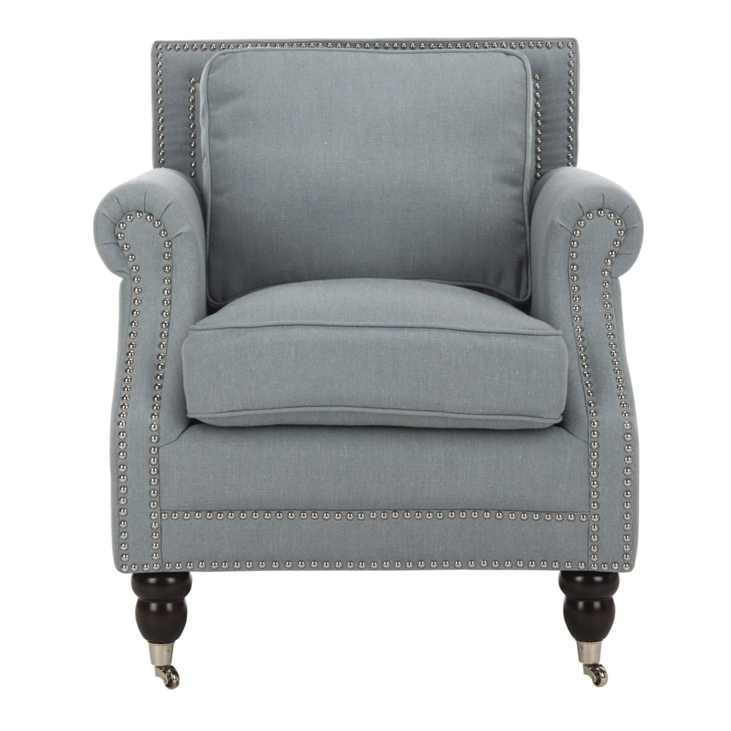Sky Blue Club Chair with Silver Nail Head X8175