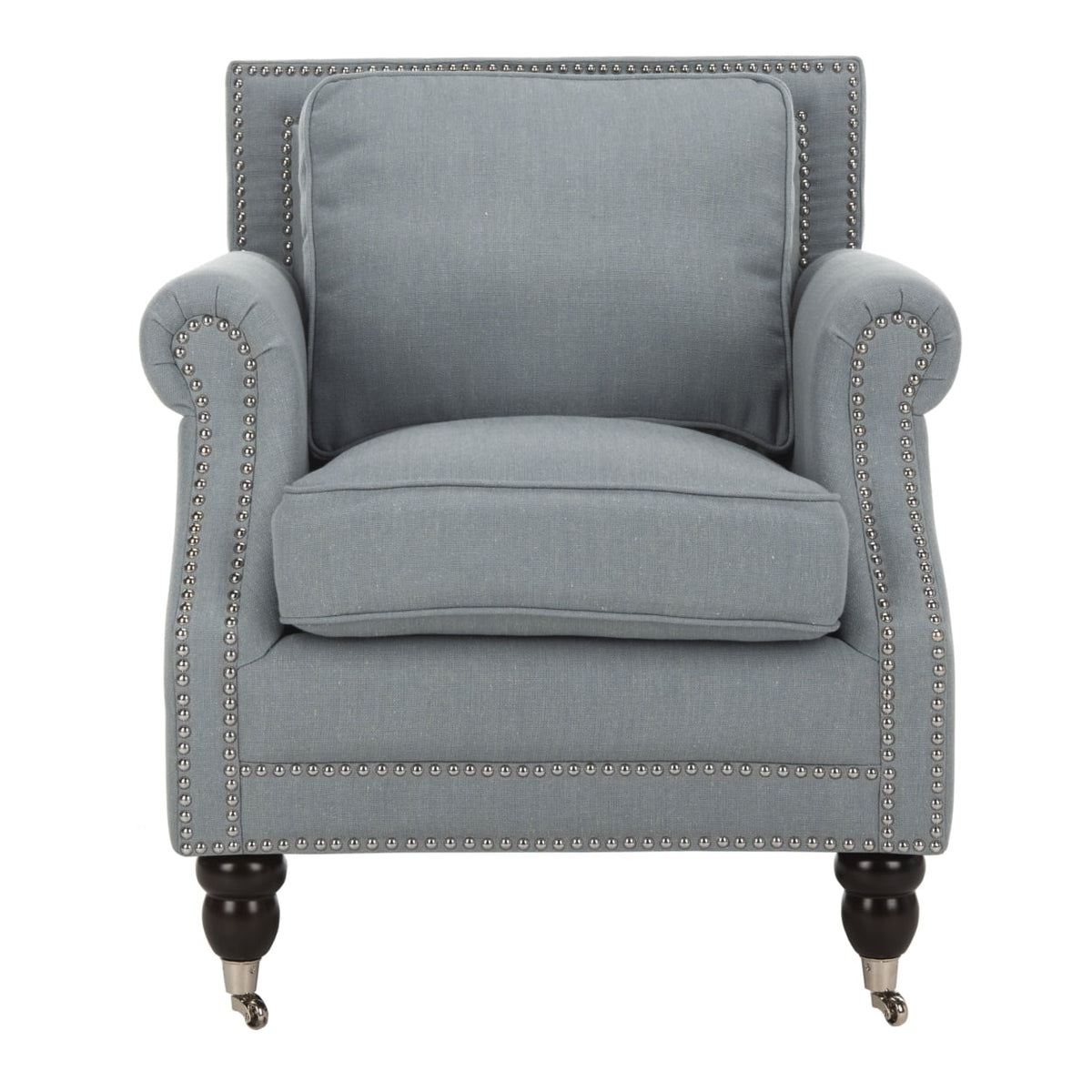 Sky Blue Club Chair with Silver Nail Head X8175