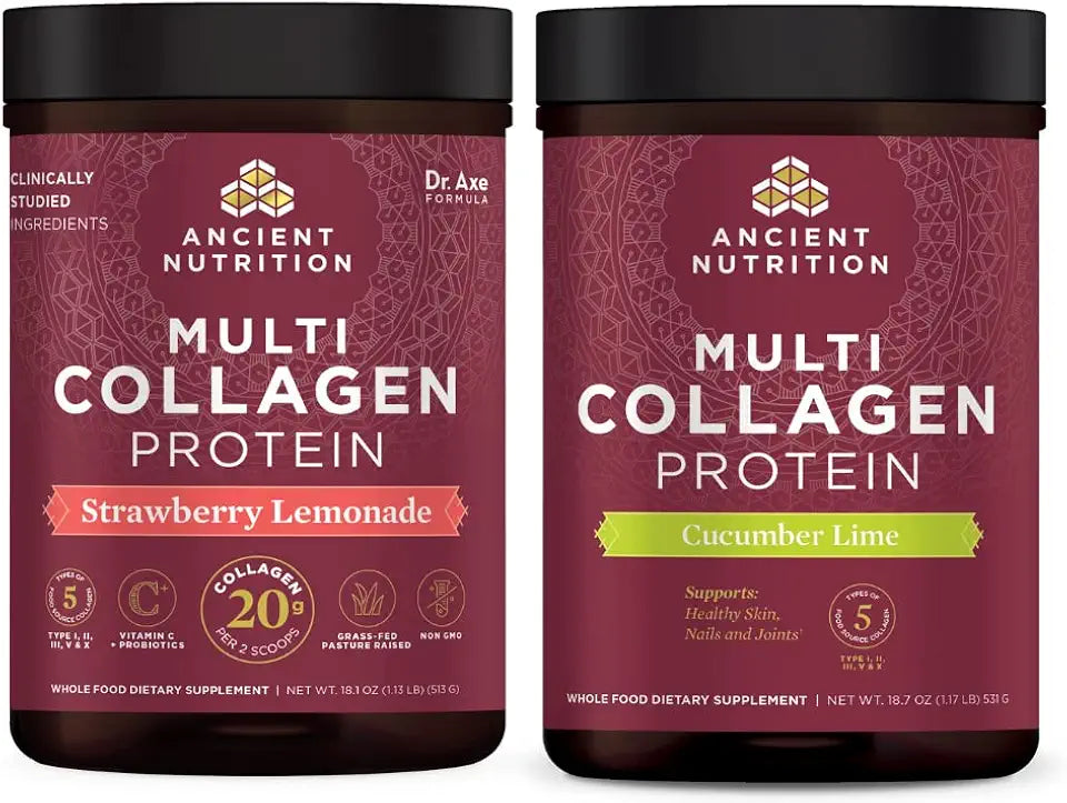 Multi Collagen Protein Powder Strawberry Lemonade and Cucumber Lime 45 Servings T578489