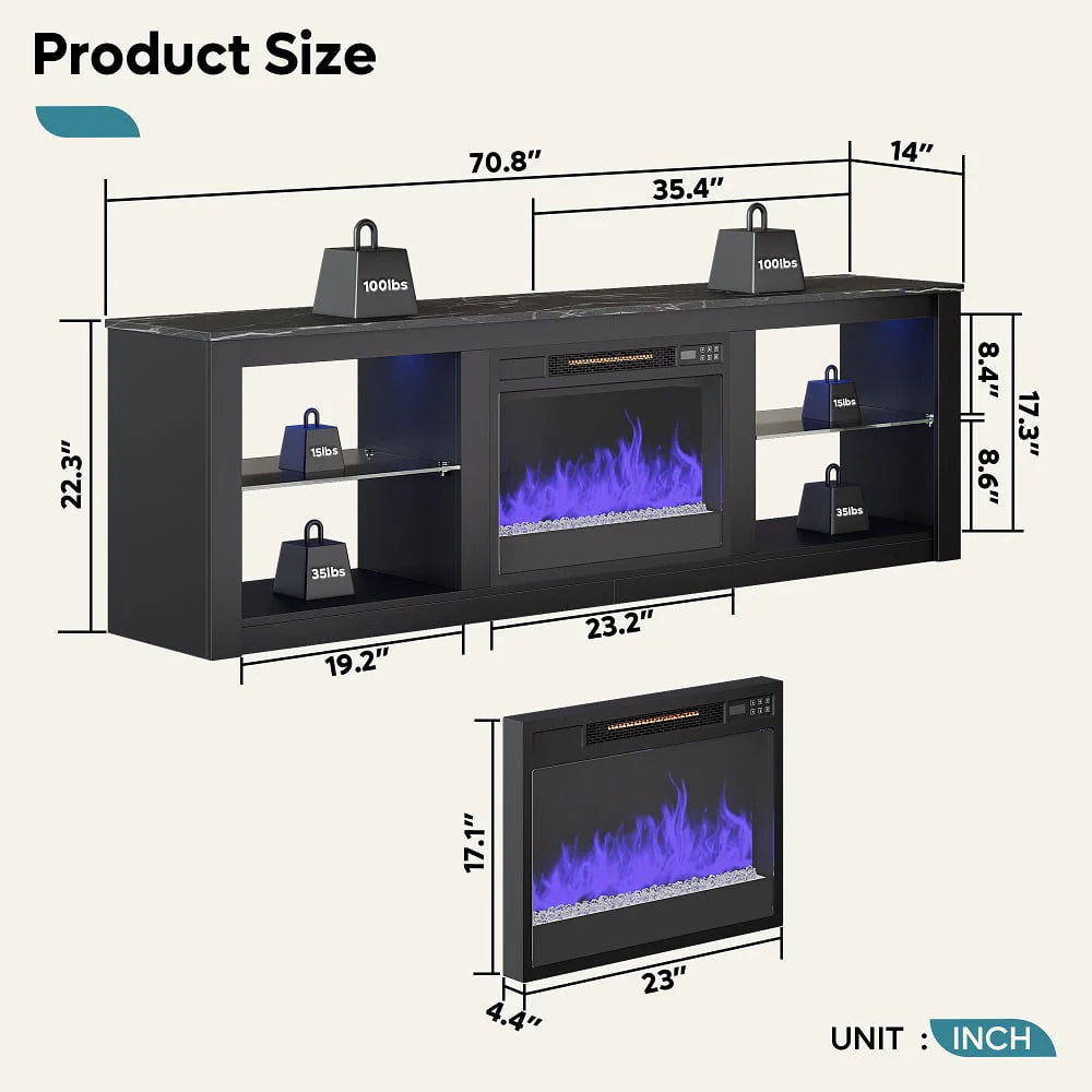 Black Electric Fireplace TV Stand C63376