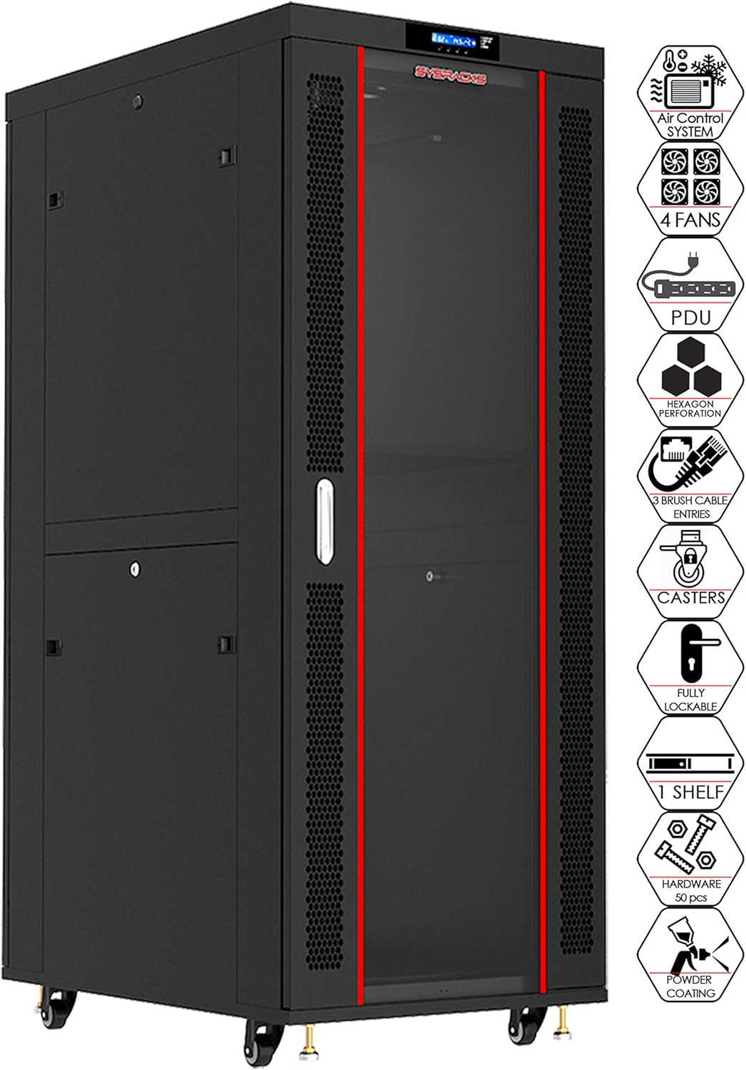 18U Server Rack Network Enclosure 39 inch Deep Data Cabinet on Wheels O121