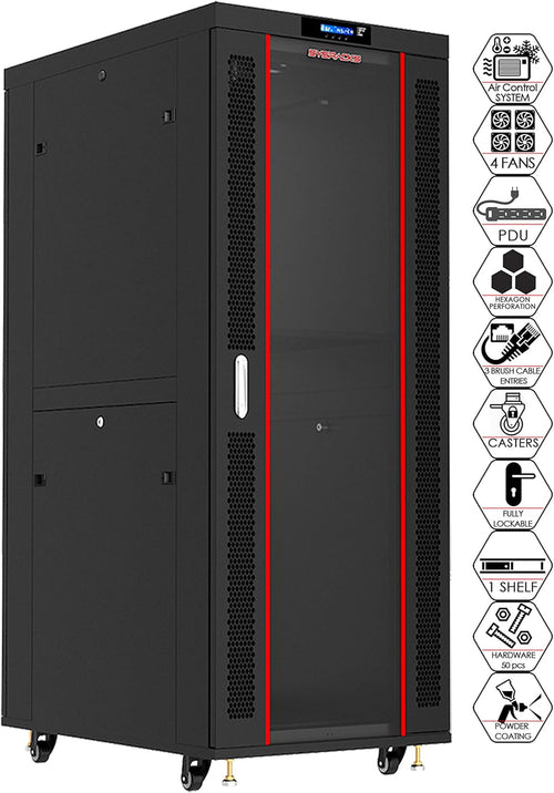 18U Server Rack Network Enclosure 39 inch Deep Data Cabinet on Wheels O121