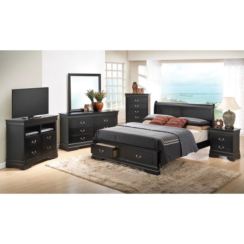 Black Full Storage Sleigh Bed with 2 Drawers O363