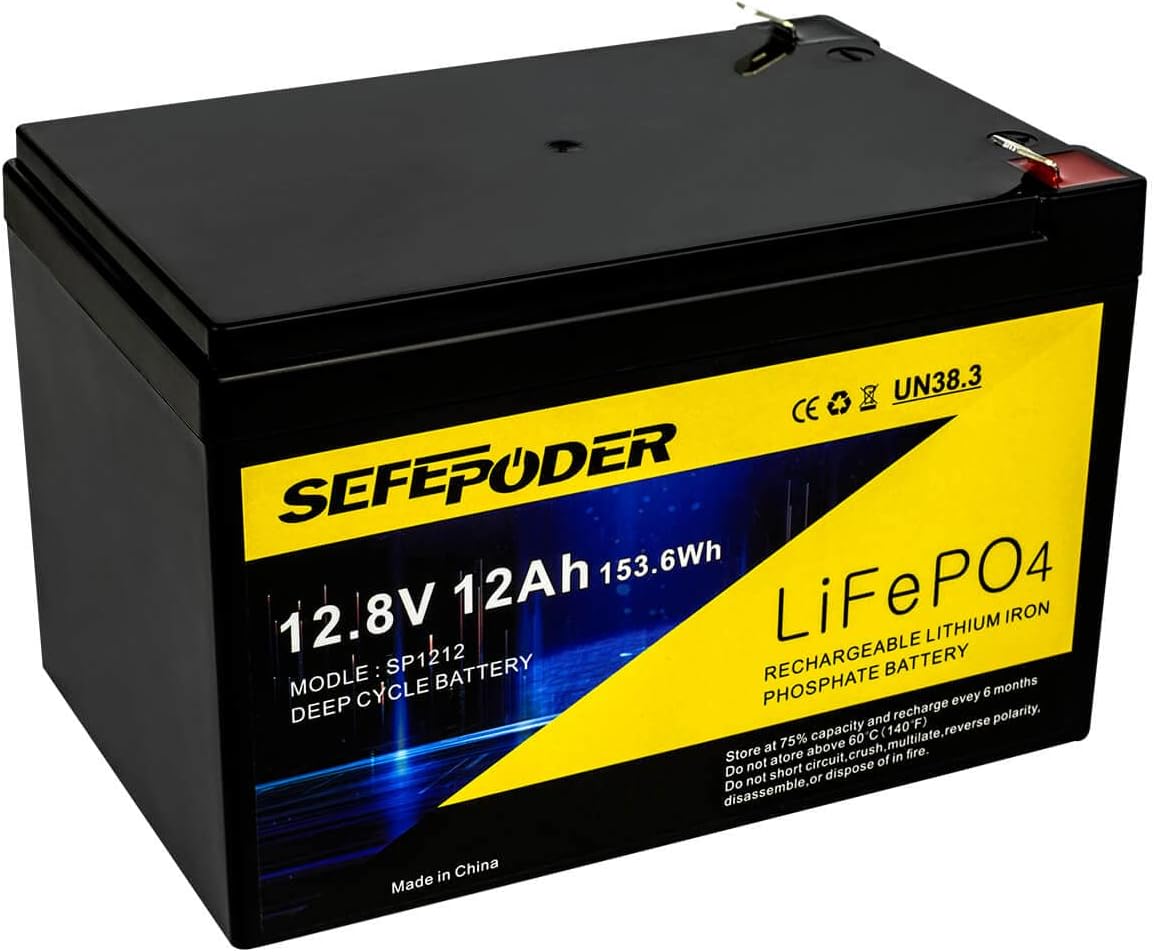 12V 12Ah LiFePO4 Lithium Ion Rechargeable Battery with Built-in BMS F3374