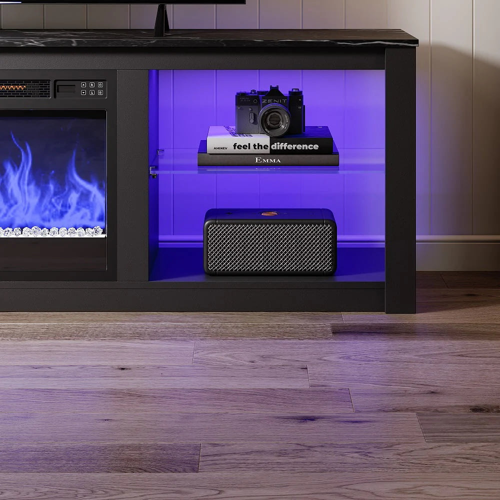 Black Electric Fireplace TV Stand C63376