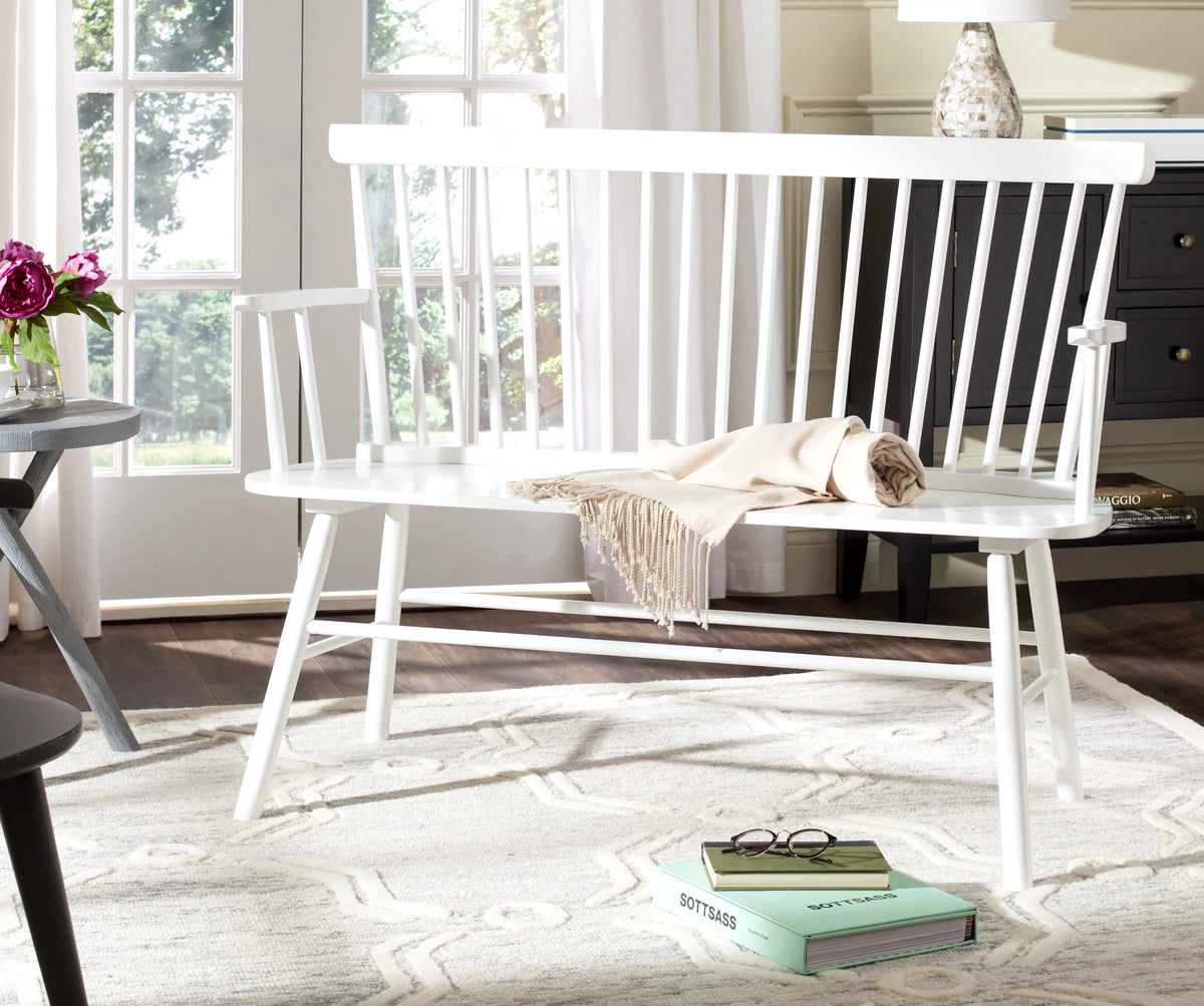 White Spindle back Settee T40806