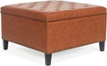 Faux Leather Storage Ottoman Bench with Wood Legs W875