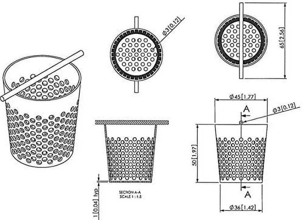 Brushed 304 Stainless Steel Hair Trap Strainer for Shower Floor Drain G3494
