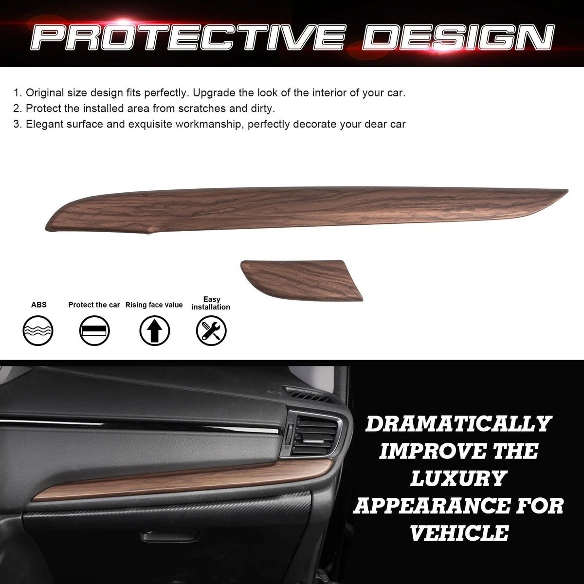 Interior Center Console Dashboard Panel Cover Trim Peach Wood Grain K984