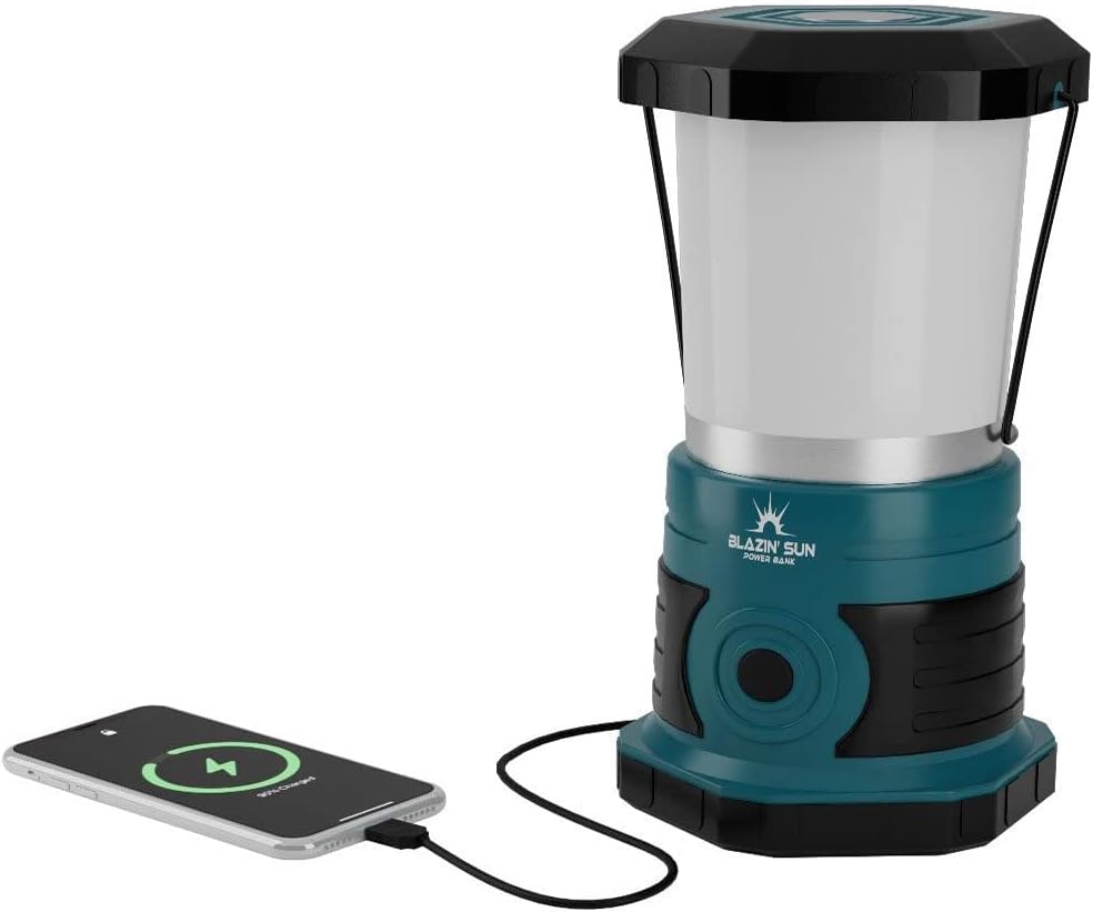 Teal Rechargeable LED Lantern with Power Bank, Pack of 2 L711869