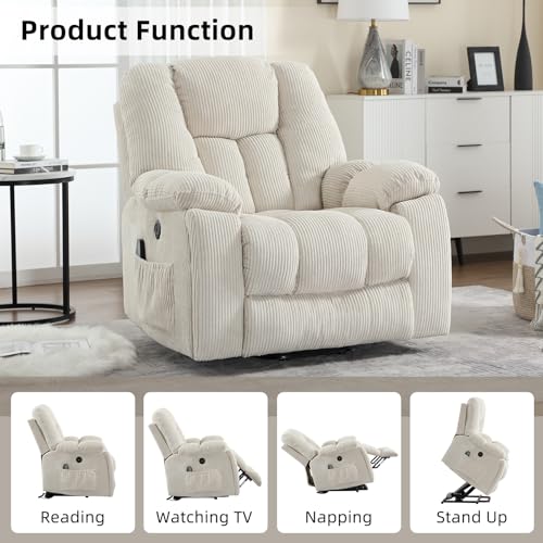 Large Power Lift Recliner Chair with Massage Heat and USB, Gray T94631