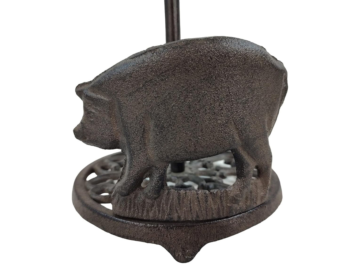Cast Iron Brown Rustic Pig Paper Towel Holder Z865318