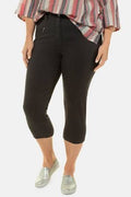 Anthracite Grey Cotton Elastane Plus Size Capris W3722