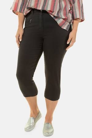Anthracite Grey Cotton Elastane Plus Size Capris W3722