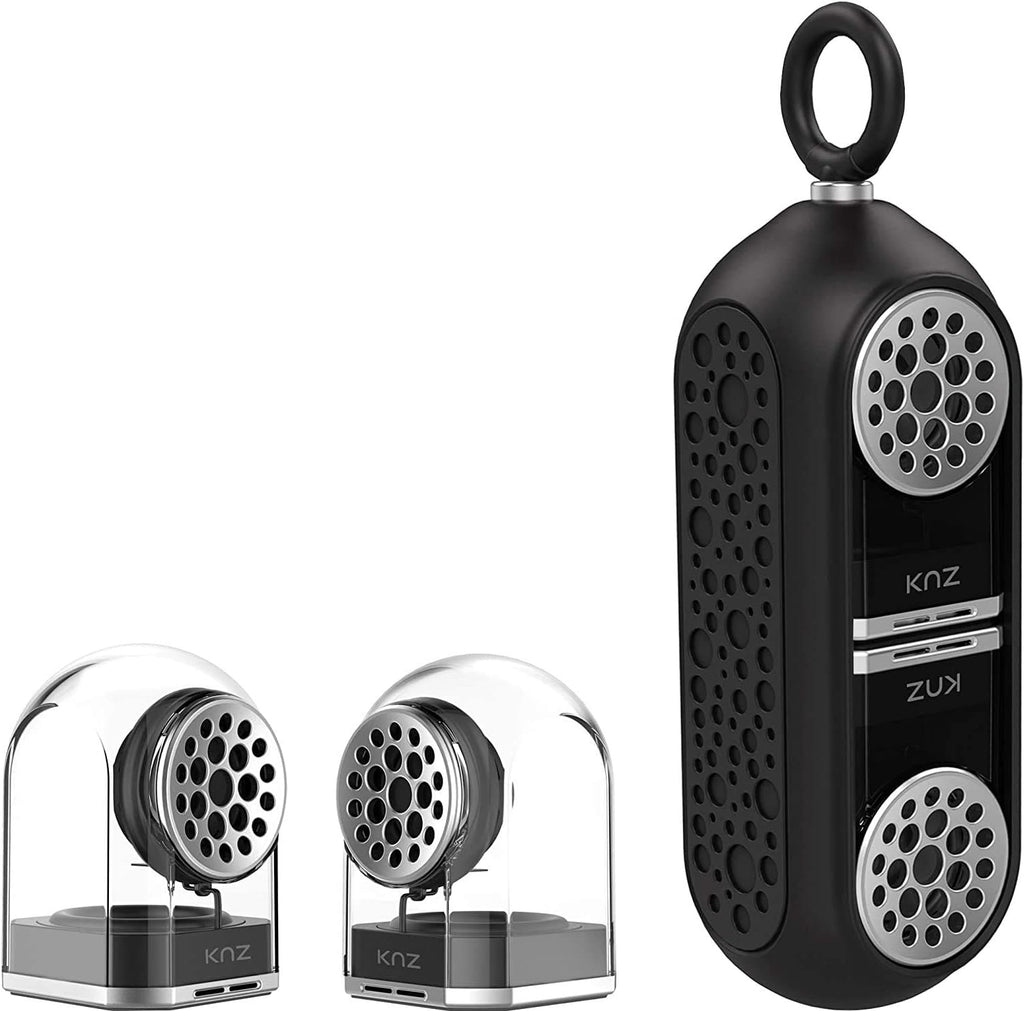 Portable Bluetooth True Wireless Speakers with Magnetic Connectable Base, Gray, Pack of 2 E46627
