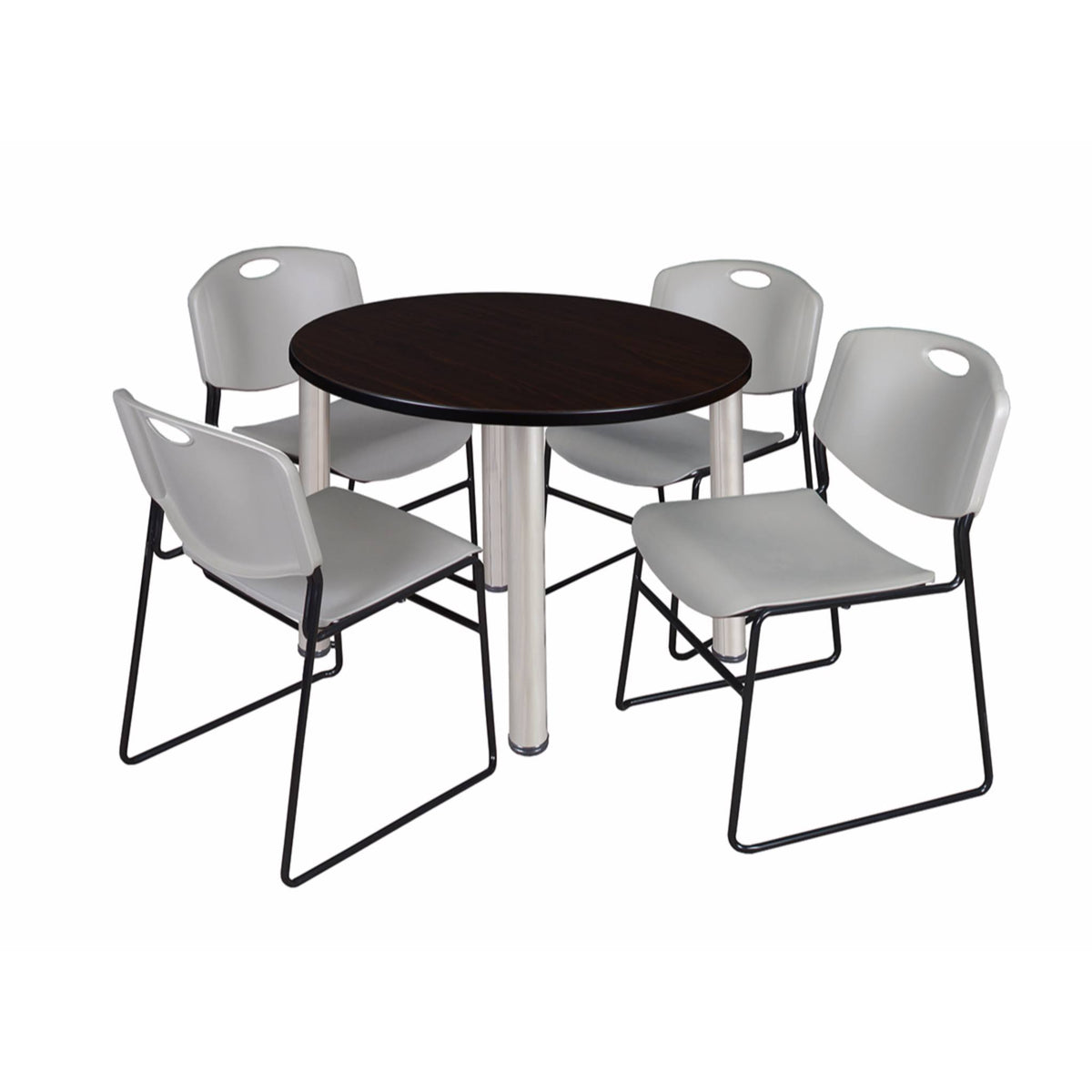 36x22 Round Breakroom Table with 4 Stack Chairs F93538