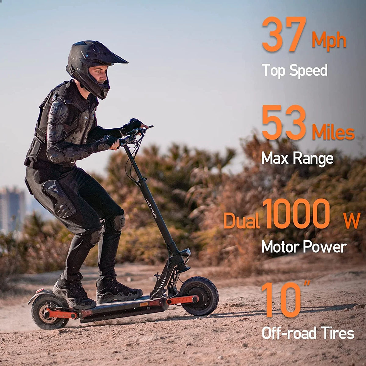 Dual Motor Electric Scooter, 2000W Up to 37 MPH & 50 Miles, 10 Off-Road Tires O402