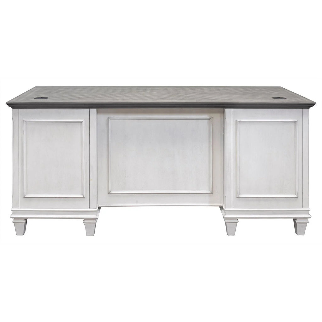 White Gray Wood Double Pedestal Desk R730