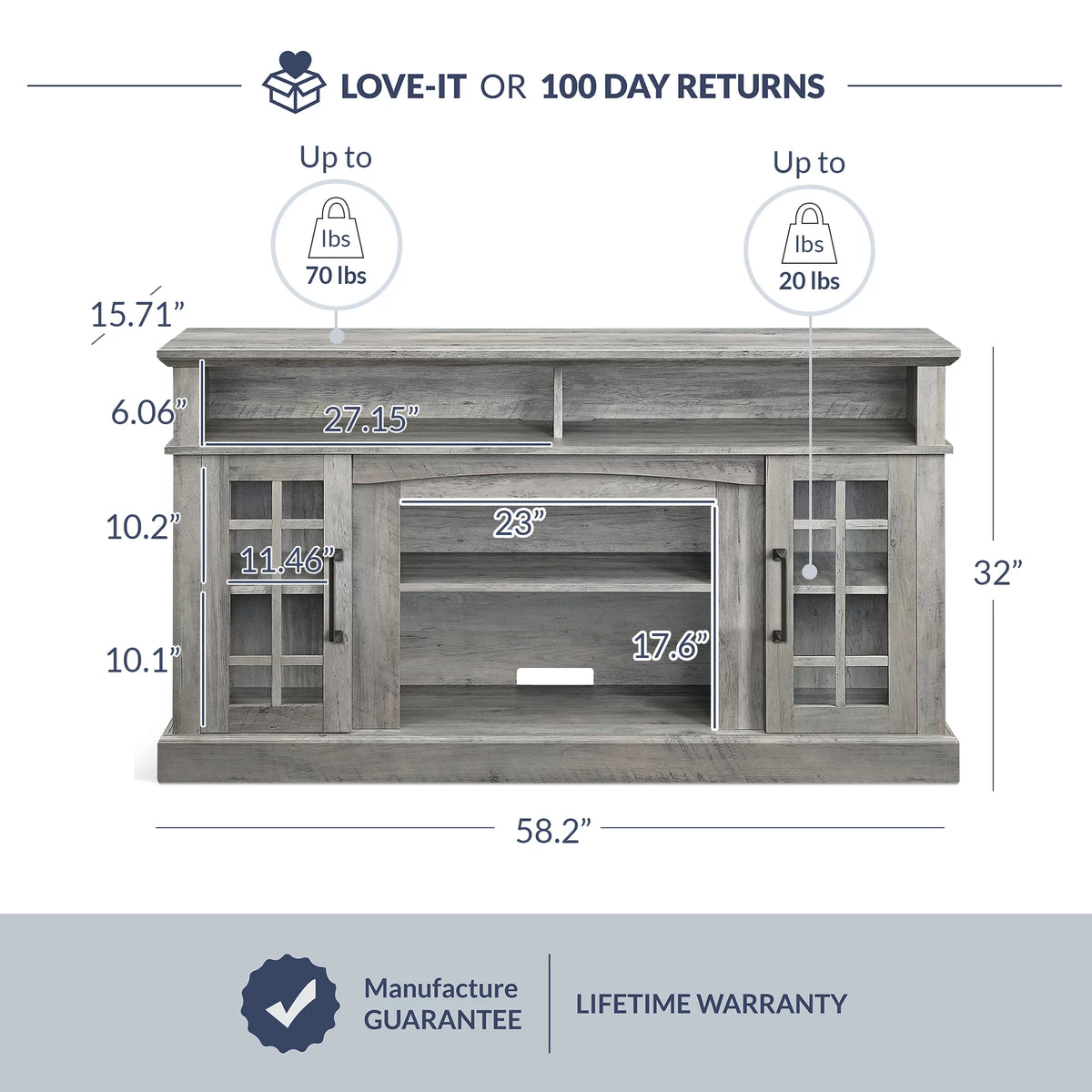 Gray Wash TV Stand O7652