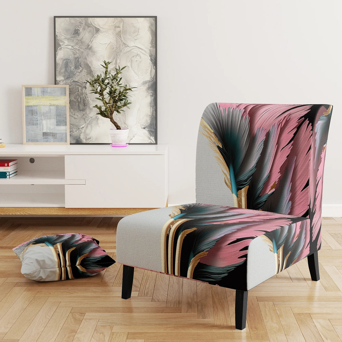 Upholstered Floral Daisy Accent Chair and Arm Chair K950