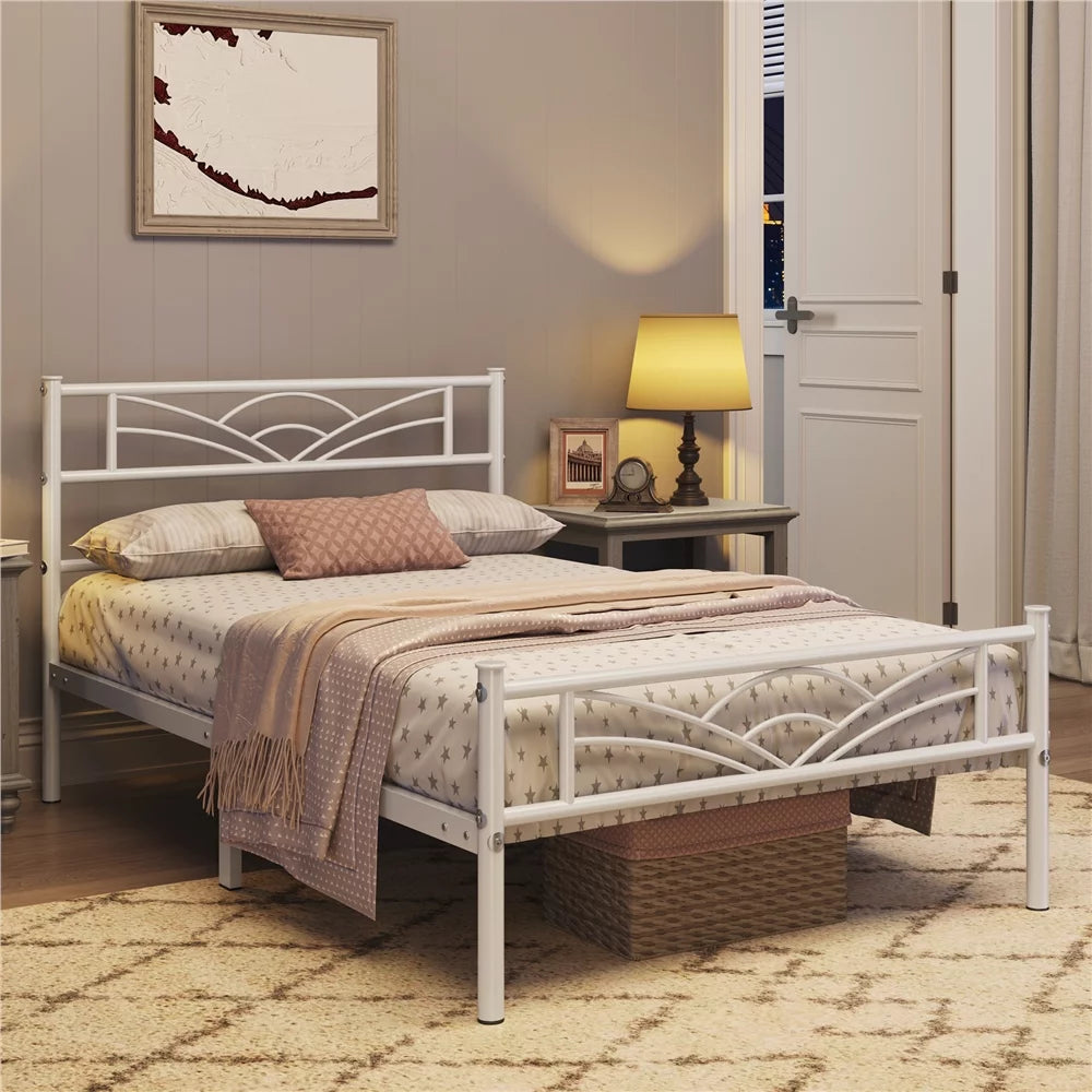 Metal Platform Bed with Headboard Twin XL Antique Gold J3144