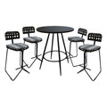 Metal Pub Set 30" Stool Gray Striped Fabric Black Frame G24733