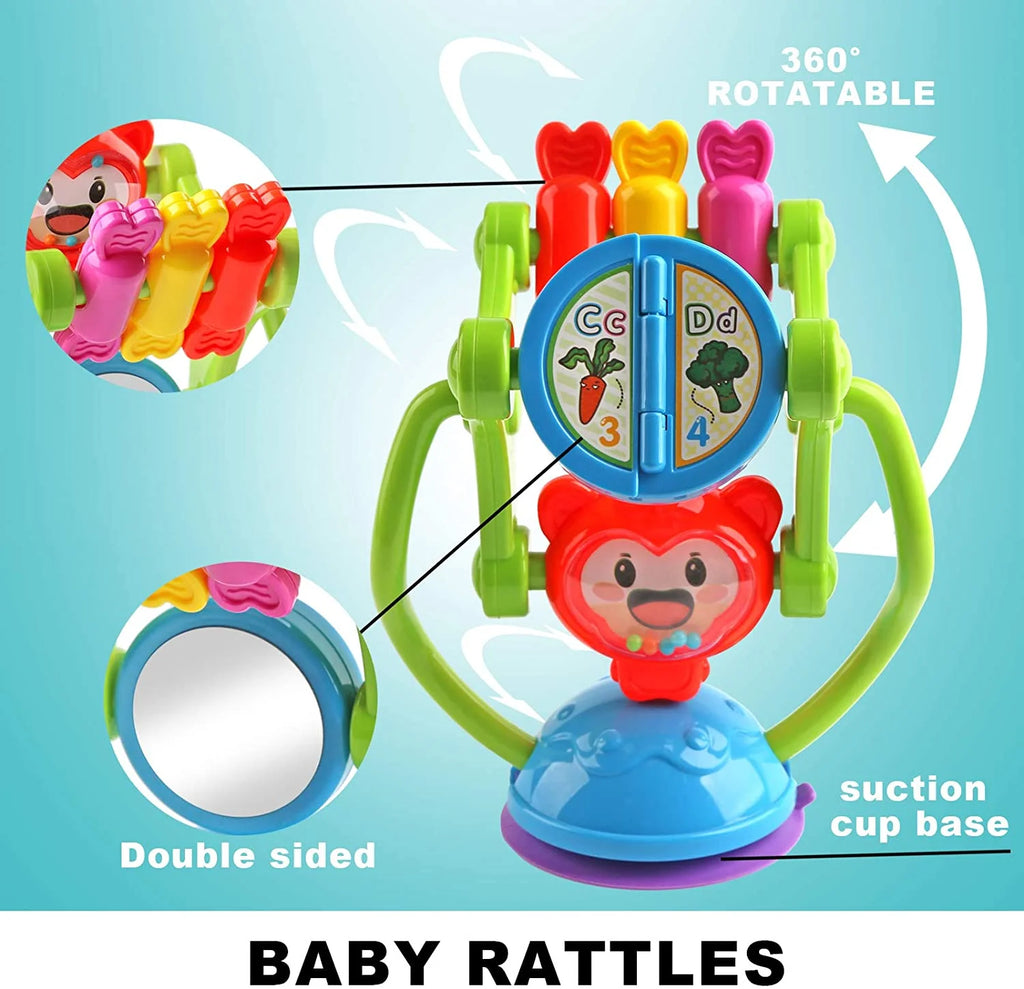 Baby Rattle Toys with Suction Cup Grab Shaker and Spin F458005