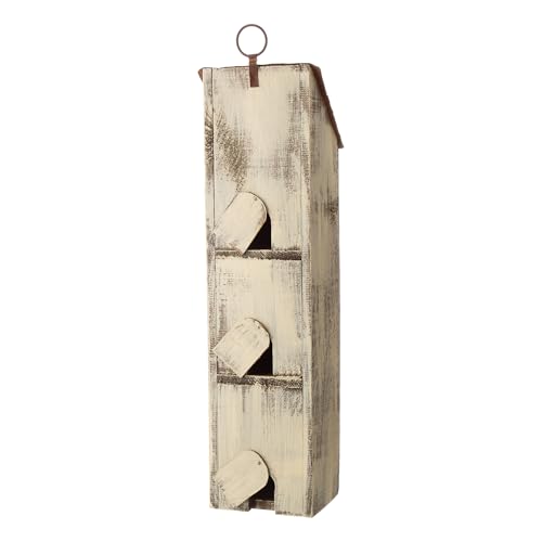 18" Hanging Washed White Distressed Solid Wood Birdhouse K986925
