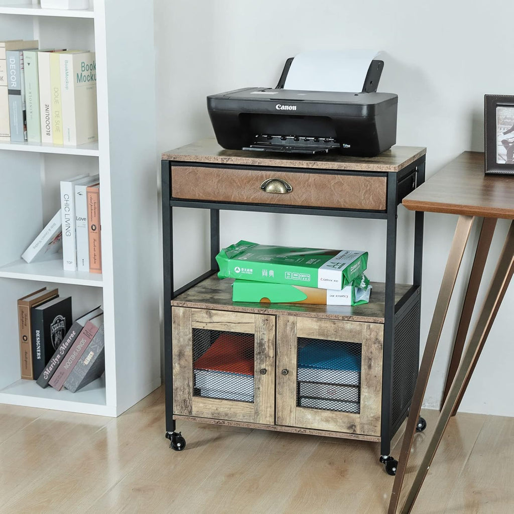 Mobile Printer Stand with Storage and Drawer B4776