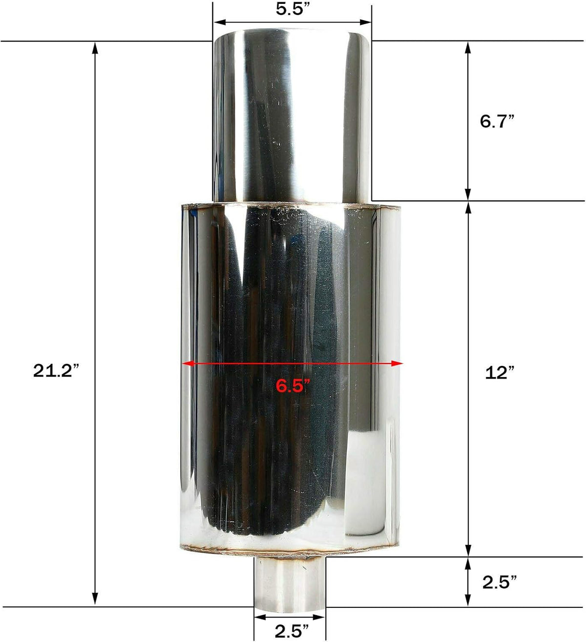 2.5 Inch T304 Stainless Steel Exhaust Muffler Oval Tip Pack of 2 J45510