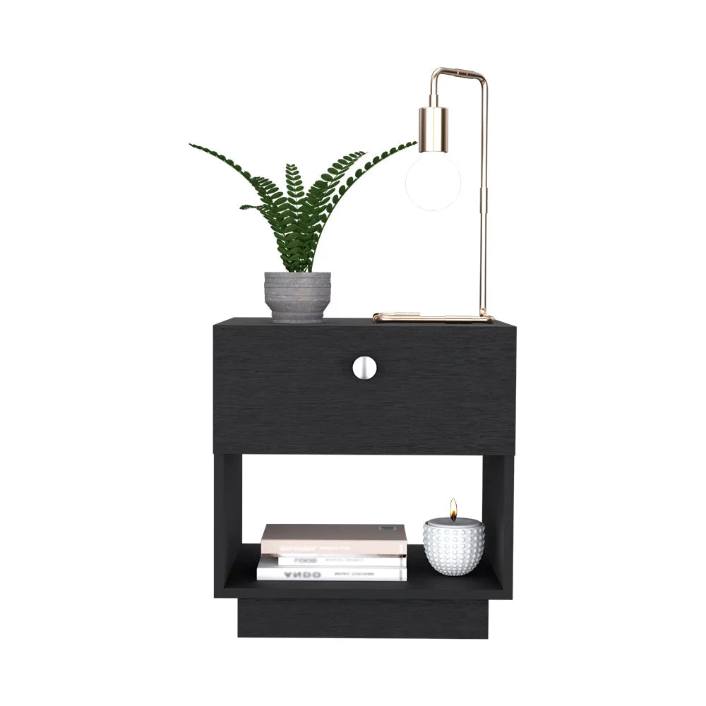 2 Piece Bedroom Set Armoire and Nightstand Black Wengue Finish T7245