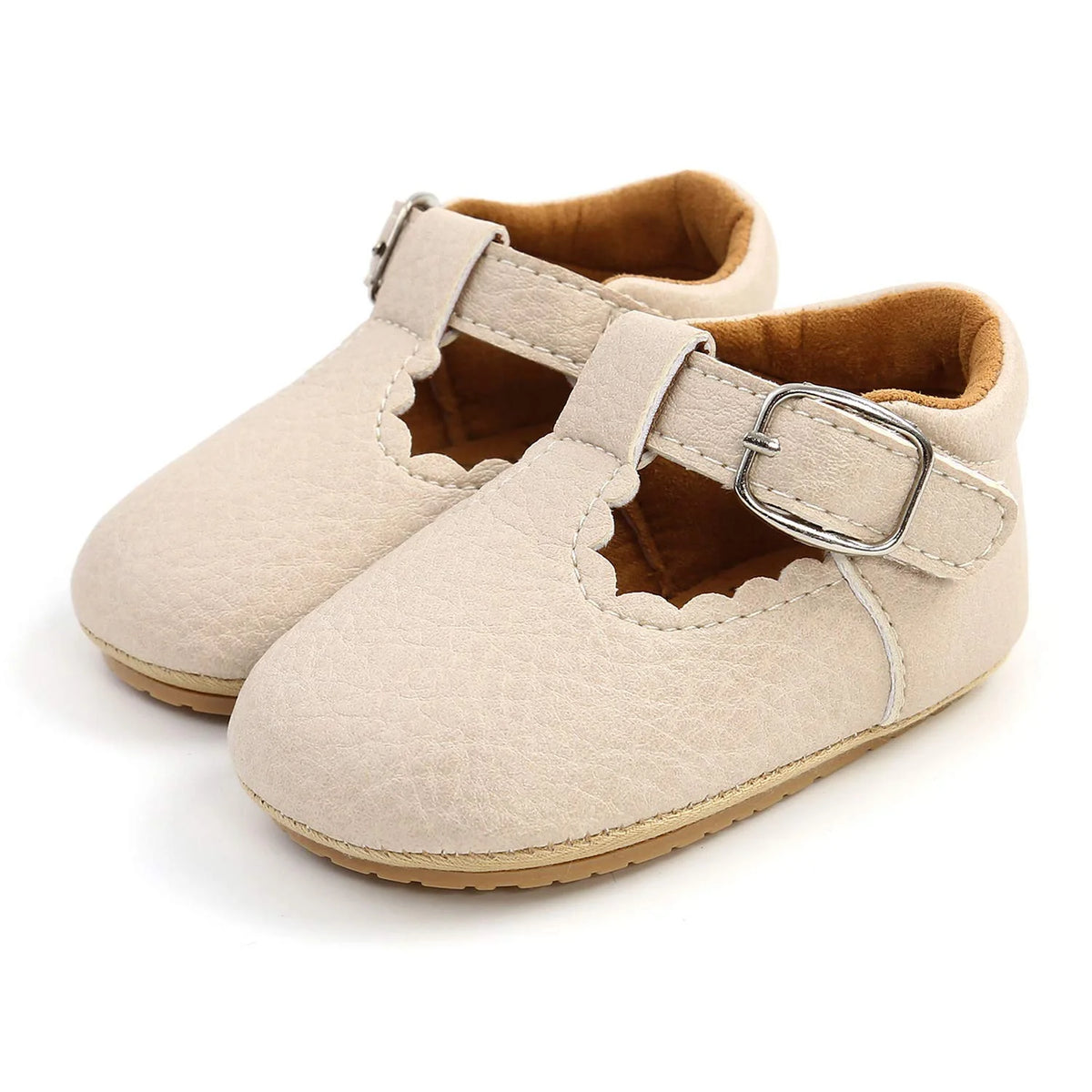 Beige Baby Girl Mary Jane Flats Dress Shoes Z5114