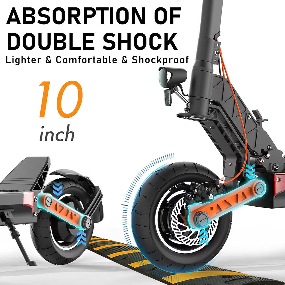 Dual Motor Electric Scooter, 2000W Up to 37 MPH & 50 Miles, 10 Off-Road Tires O402