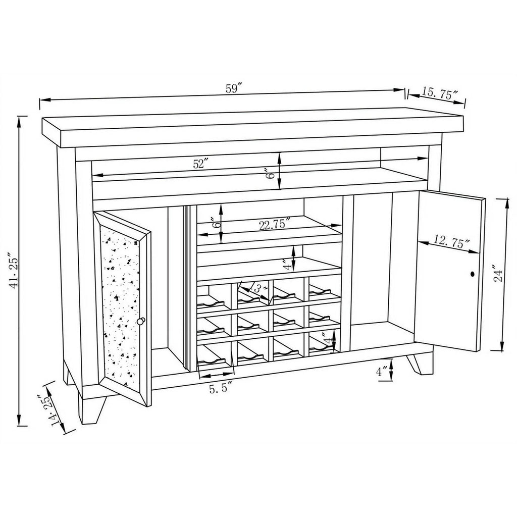 2-door Wine Cabinet with Lighting Mirror A667