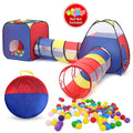 4 in 1 Kids Play Tent and Tunnels, Pop Up Ball Pit, 2 Tents + 2 Crawl Tunnels Playhouse Tent Set T212394