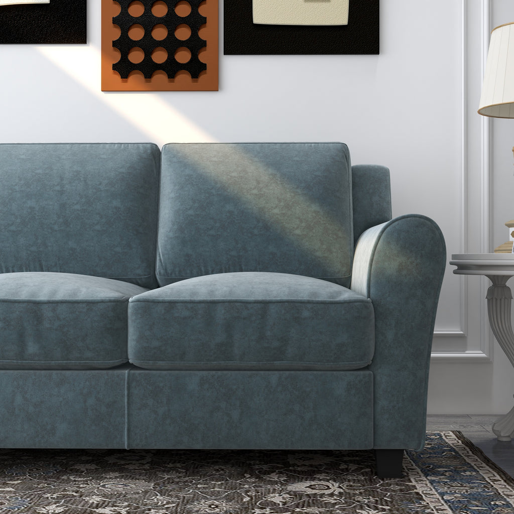 Grey Upholstered Loveseat Sofa with Solid Wood Frame Legs L517