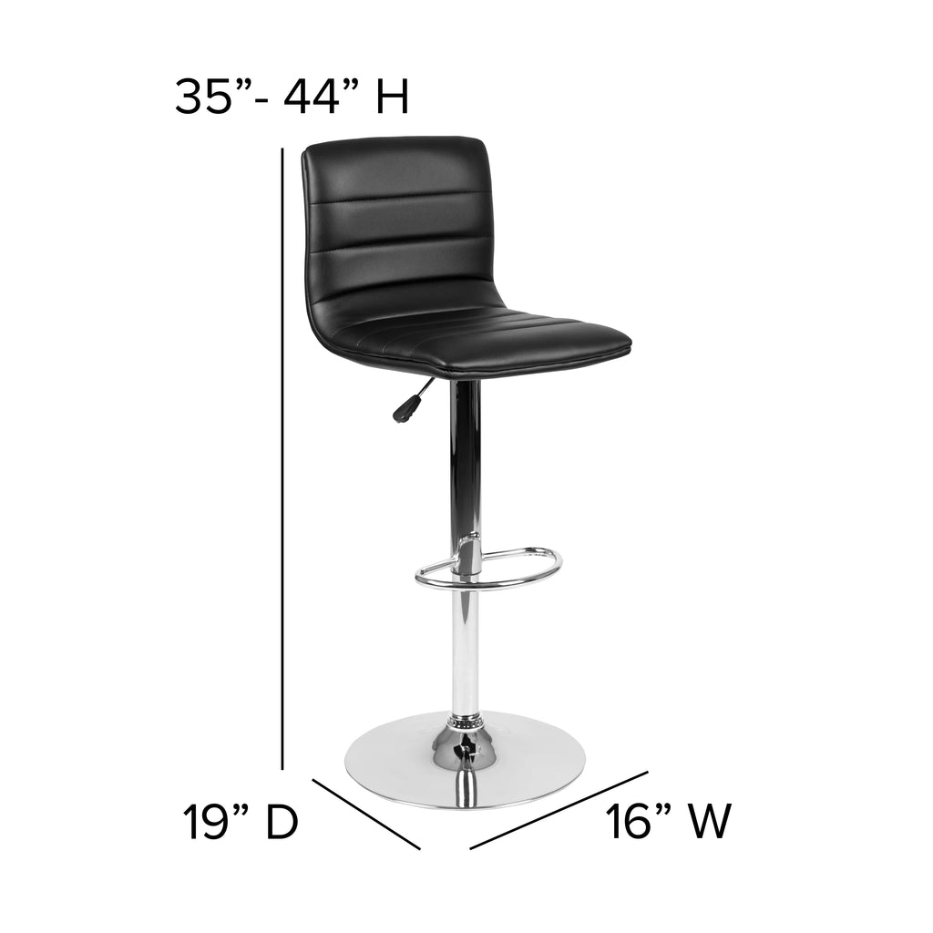 2 Pack Black Vinyl Adjustable Bar Stool with Back, Counter Height Swivel Stool V621717