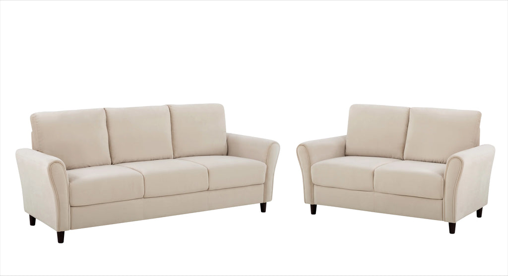 Ivory Velvet Sofa and Loveseat P687