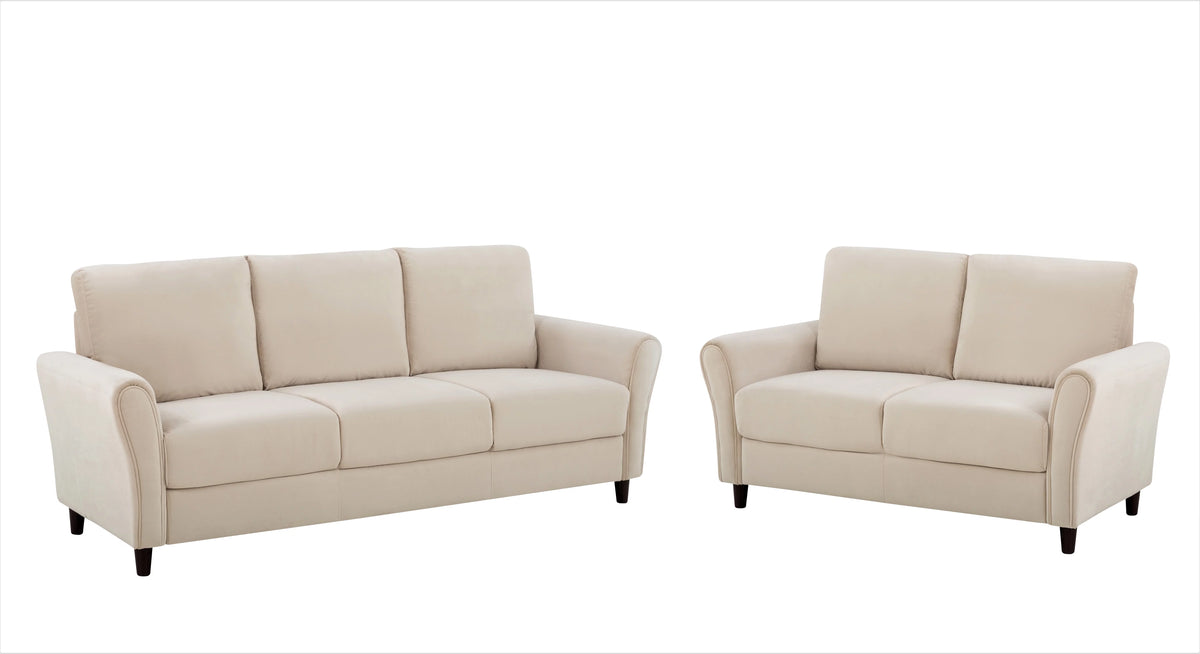 Ivory Velvet Sofa and Loveseat P687