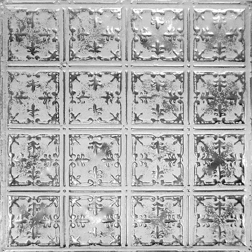 24-in x 24-in 5-Pack Silver Washed White Metal Ceiling Tiles F296