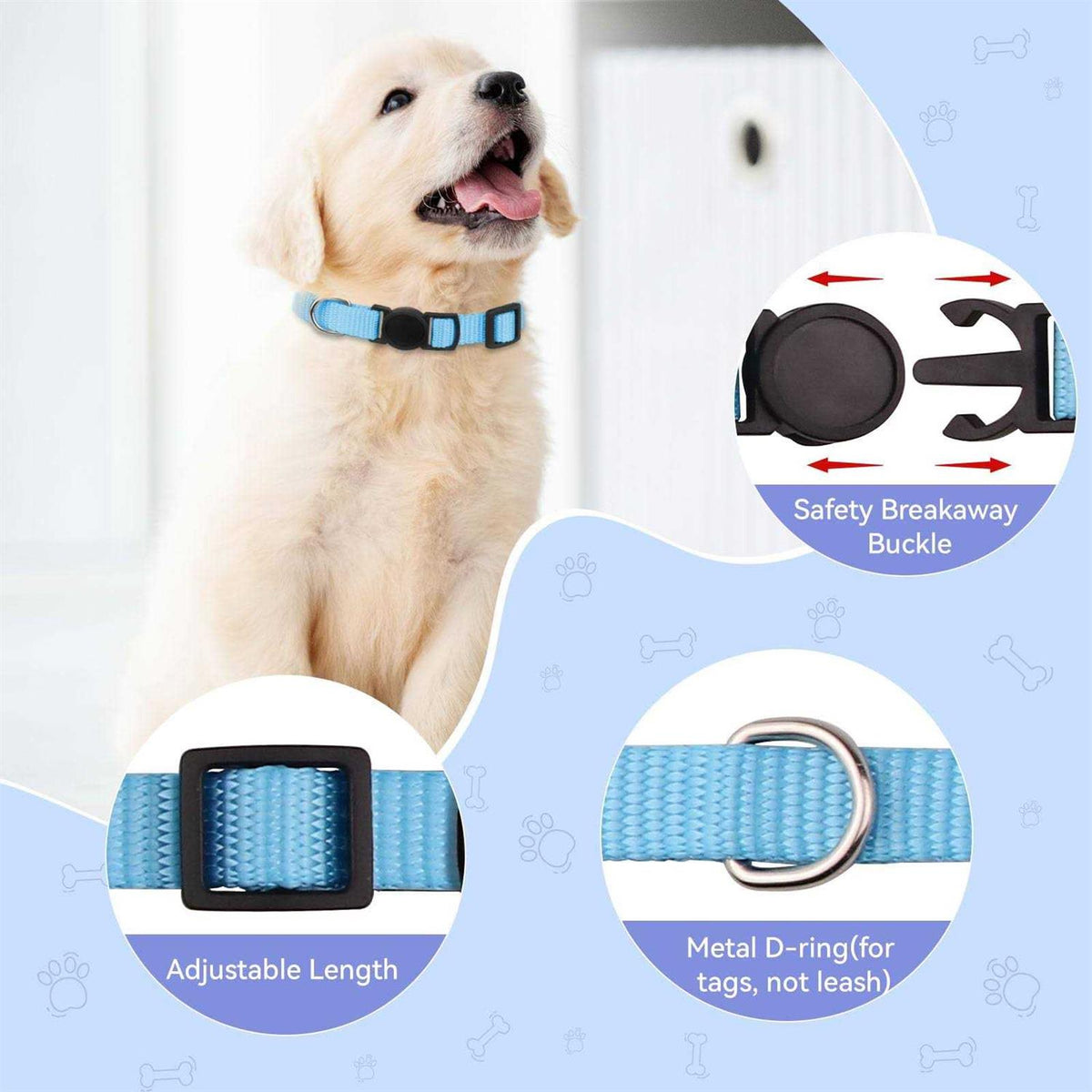 Soft Nylon Adjustable Breakaway Puppy ID Collar 14PCS D272390