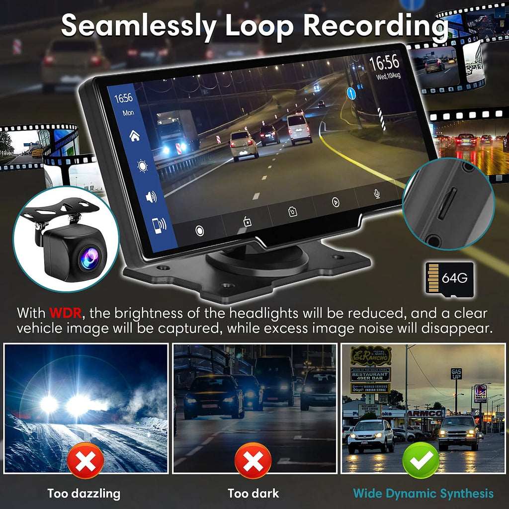 9.3 Portable Car Play Screen with Backup Camera H990