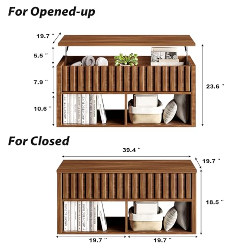 Lift Top Coffee Table with Storage Shelf U749